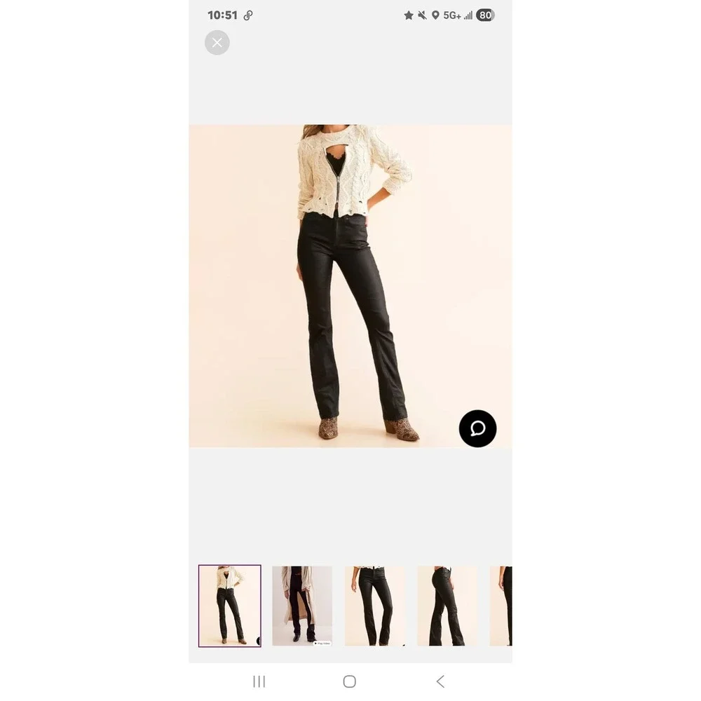 NWT We The Free Xena Jeans Black Coated Slim Straight‎ High Rise Women 26